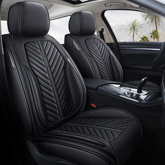 Tuqiang Car Seat Covers Leather Full Set for BMW for M2 2016-Present Complete Vehicle Seat Cover Set in Leather, Fits 5 Passengers Black