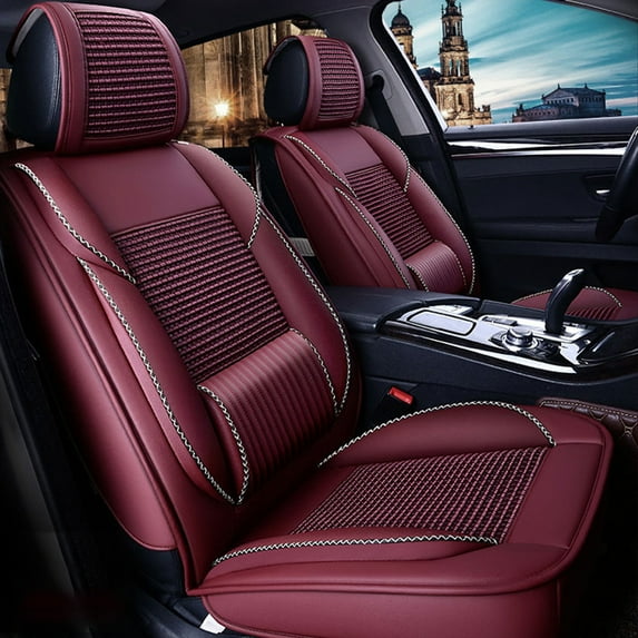 Tuqiang Car Seat Covers Leather Full Set for SEAT for Arona 2017-Present Professional Grade 5-Seat Vehicle Protectors with Premium Materials Red
