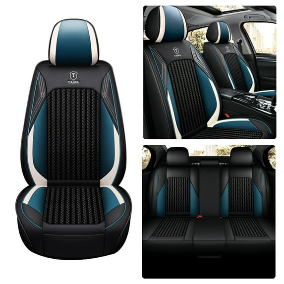 Tuqiang Car Seat Covers Leather Full Set for SEAT for Ateca/Cupra 2016-Present Waterproof Car Seat Covers Full Set with Airbag Compatibility Blue