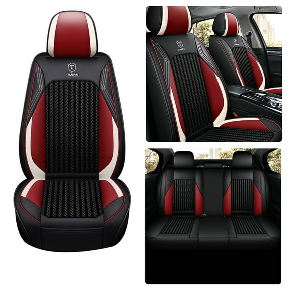 Tuqiang Car Seat Covers Leather for Lada for Vesta 2015-Present Automotive Grade Waterproof Seat Covers with Airbag Design and Heavy-Duty Construction Red