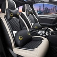 thumbnail image 1 of Tuqiang Car Seat Covers Leather Set for Acura for ILX 2012-2022 Anti-Slip Leather Seat Protectors Water Resistant with Enhanced Grip Technology with Pollow and Headrest Black and White, 1 of 6