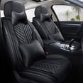 thumbnail image 1 of Tuqiang Car Seat Covers Leather Set for Peugeot for e-2008 2013-Present Complete Car Seat Covers Set - Leather & Airbag Safe with Professional Installation Guide with Pollow and Headrest Black, 1 of 6