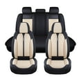 thumbnail image 1 of Tuqiang Car Seat Covers Leather Set for Mercedes-Benz for CLK220 1999-2009 Compatible Airbag Waterproof Front Rear Cushion Protector Beige, 1 of 7