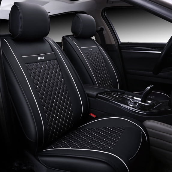 Tuqiang Car Seat Covers Leather for Acura for RDX 2013-Present Complete 5-Seat Vehicle Seat Covers - Airbag Compatible Black and White