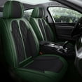 thumbnail image 1 of Tuqiang Car Seat Covers Leather for Infiniti for Q60 2013-Present Waterproof Premium Grade Seat Protectors Set Black and Green, 1 of 7