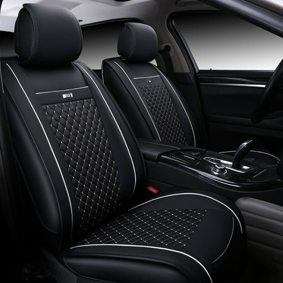 Tuqiang Car Seat Covers Leather for Mercedes-Benz for E200 2000-Present Luxury Automotive Seat Covers with Airbag Technology Black and White