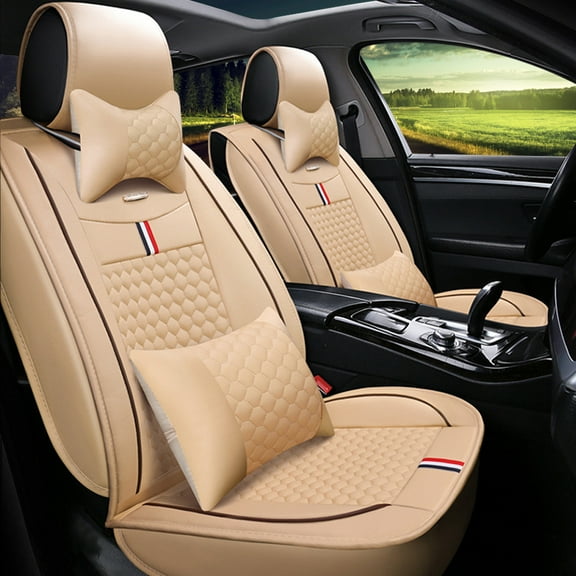 Tuqiang Car Seat Covers Luxury for BMW for M5 2011-2016 Professional Elite Car Interior Protectors with Pollow and Headrest Beige