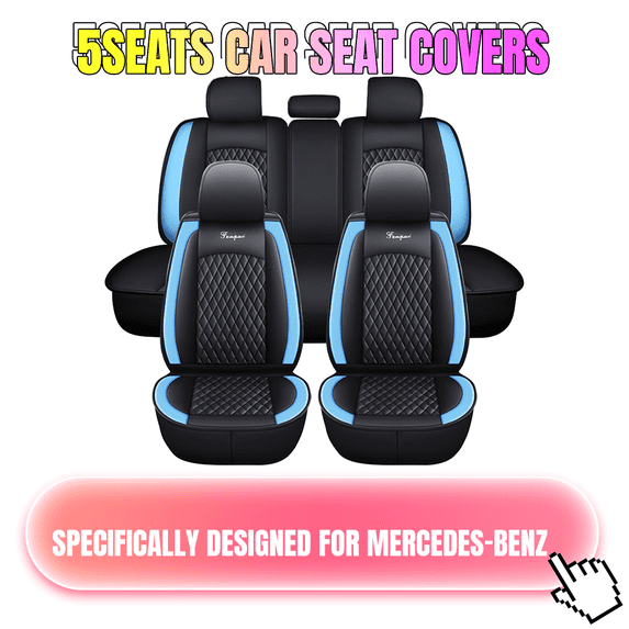 Tuqiang Car Seat Covers for Mercedes-Benz for G320 2002-Present 5-seater Leather Auto Seat Covers Waterproof Scratch-resistant Luxury Front and Rear Seat Covers Black and Blue