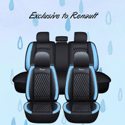Tuqiang Car Seat Covers for Renault for Clio/Lutecia/Euro Clio 2019-Present 5-seater Leather Auto Seat Protector, Waterproof Scratch-resistant Luxury Auto Seat Cushion Protector, Black and Blue