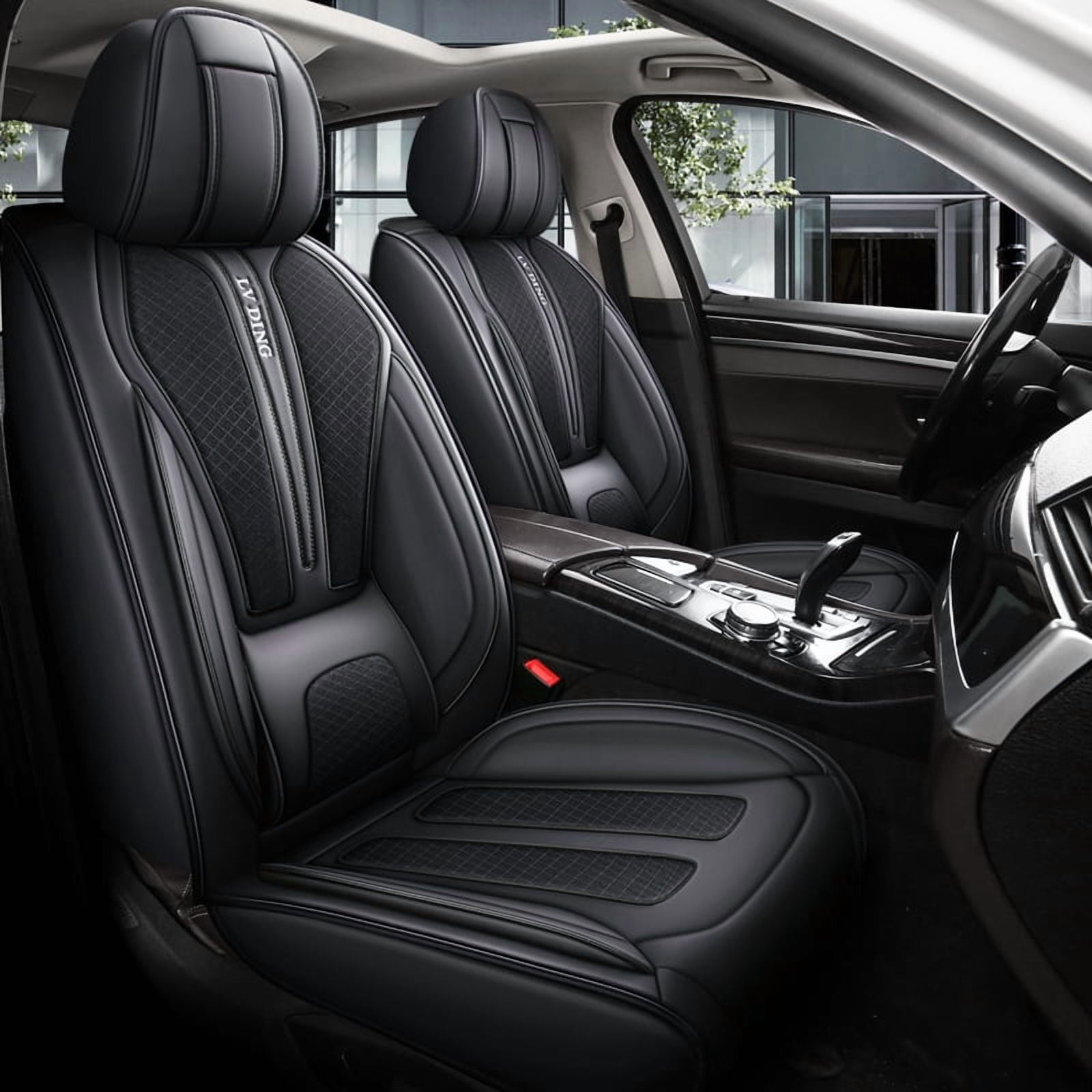 Tuqiang Car Seat Covers Universal Custom Fit Car Seat Covers Full Set for Waterproof Front&Rear Seat Cushion Black