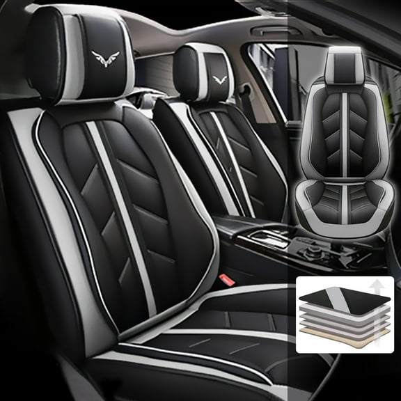 Tuqiang Car Seat Covers Waterproof for Land Rover for Range Rover/Vogue 1969-1996 Premium Faux Leather Seat Covers for 5-Passenger Vehicles with Advanced Airbag Technology Gray