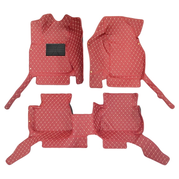 Tuqiang Carpeted Car Floor Mats for Car for Maserati for Ghibli sedan 2013–2023 5 Seats Carpet Protection All Weather PU leather 1st and 21nd Row Wine Red 3pc