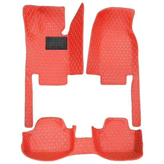 Tuqiang Custom Car Floor Mats Compatible with Mercedes-Benz GLC-Class AMG Sports SUV 2017-2018 Full Coverage All Weather Protection Non-Slip PU Leather R Red
