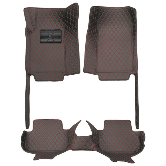 Tuqiang Custom Car Floor Mats for Benz GLS 2016 2017 2018 2019 Carpets Leather Rugs Auto Interior Accessories (Left driving) Black Red