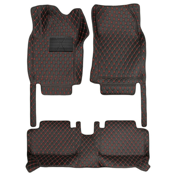 Tuqiang Floor Mats Carpet MINI countryman 2017-2018 Premium Leather All Weather Floor Mats And Liners Bag Threshold Foot Mat Black and Red
