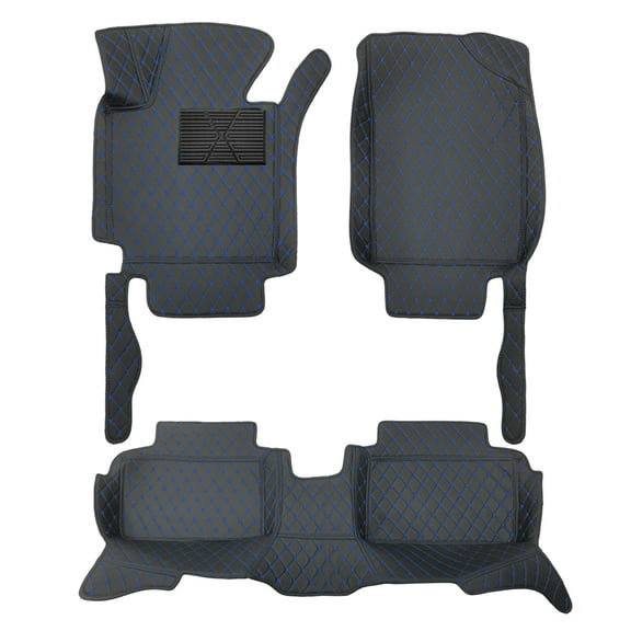 Tuqiang Floor Mats for Cars for Jeep,Wrangler 4-door 2017-present - 3Pcs All-Weather PU Leather Full Set in Black & White