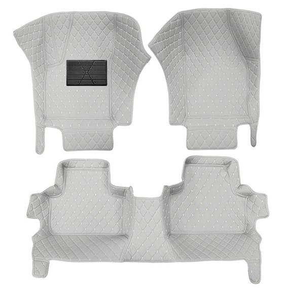 Tuqiang Floor Mats for Cars for NissanNot/LIVINA E12 2014-2019 5-seater Faux Leather Floor Liner Carpet Protection PU Leather Car Liners All Weather 3Pcs Gray