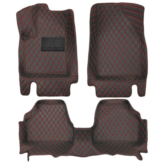 Tuqiang Floor Mats Chevrolet Silverado 2014-2018 Leather Rugs Auto Interior Accessories Black and Red