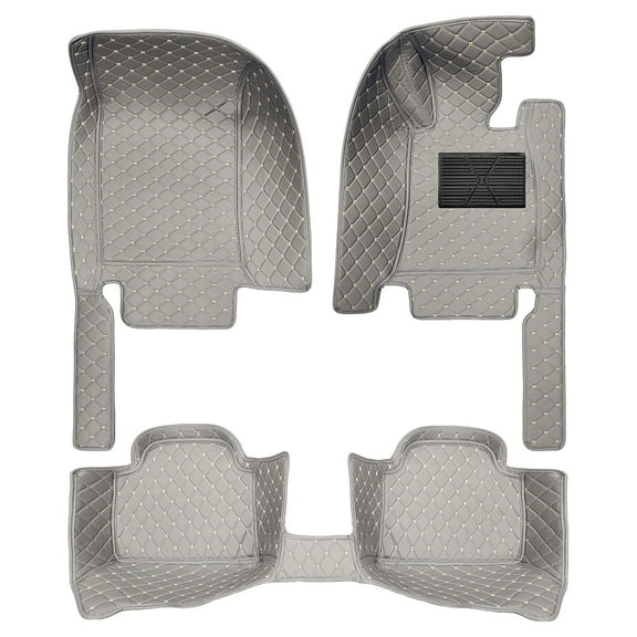 Tuqiang Floor Mats for Tesla model 3 2018-2020 performance 5 Seats Carpet Protection All Weather PU Leather Front & Rear Full Set Gray 3pc