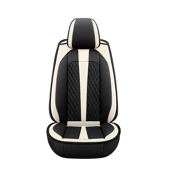 Tuqiang Front Car Seat Protectors for Peugeot for e-2008 2013-Present Waterproof Soft Front Rear Cushion Protector standard Black and Beige 1PCS