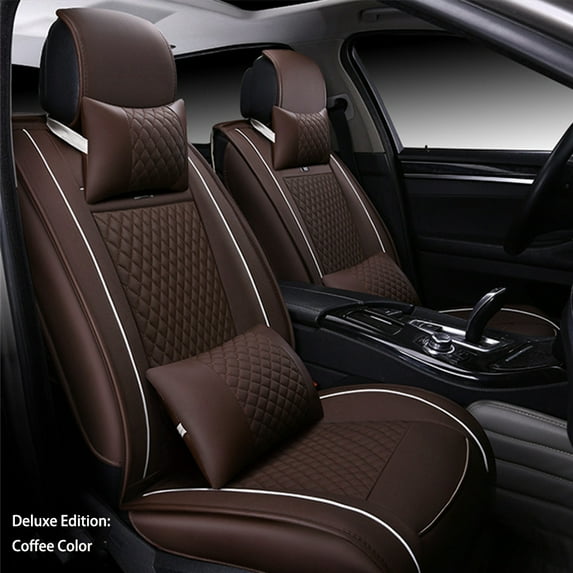 Tuqiang Protective covers for the front car seat. for toyota for Highlander 2001-2013 2 Seats Waterproof Premium Leather Front Seat Protectors Coffee