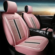 Tuqiang front car seat covers leather. for Mercedes-Benz for C200 2008-Present 2 Seats Airbag Compatible Water Resistant Front Rear Cushion Protector Pink