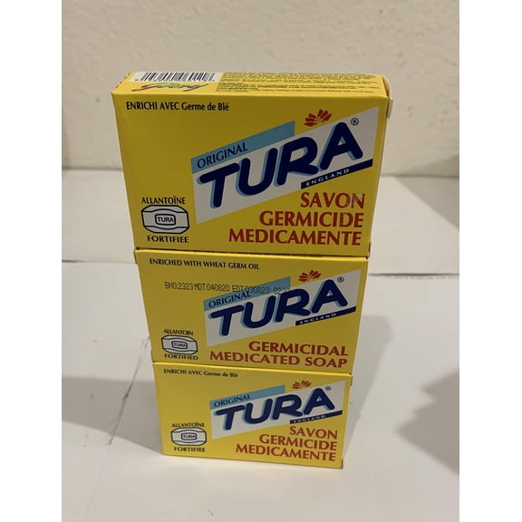 Tura Germicidal Medicated Soap (Savon Germicide Medicamente) 65 grams (2.29 OZ) Pack of 3 Bars. C13
