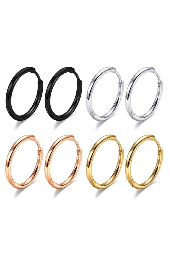 10mm Cartilage Earring Surgical Stainless Steel Hoop Nose Ring Tiny Small Huggie Helix Rook Daith Tragus Piercing Jewelry Sleeper Second Hole Earring for Women Men