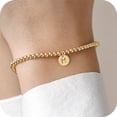 thumbnail image 1 of Turandoss 14K Gold Plated Bracelet for Women Gold Plated Charm Letter H Beaded Bracelet for Women Trendy Womens Dainty Gold Personalized Initial Disc Bracelet Jewelry, 1 of 8
