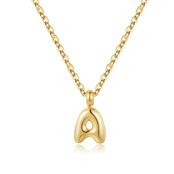 Turandoss 14K Gold Plated Bubble Initial Choker Necklace for Women GirlsDainty Letter A-Z Chunky In Pendant Jewelry Cute Stuff for Teen Girls Personalized Birthday Gifts for Women Girls Her