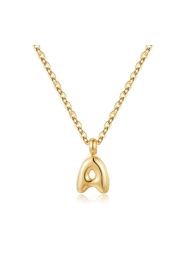 14K Gold Plated Bubble Initial Choker Necklace for Women GirlsDainty Letter A-Z Chunky In Pendant Jewelry Cute Stuff for Teen Girls Personalized Birthday Gifts for Women Girls Her