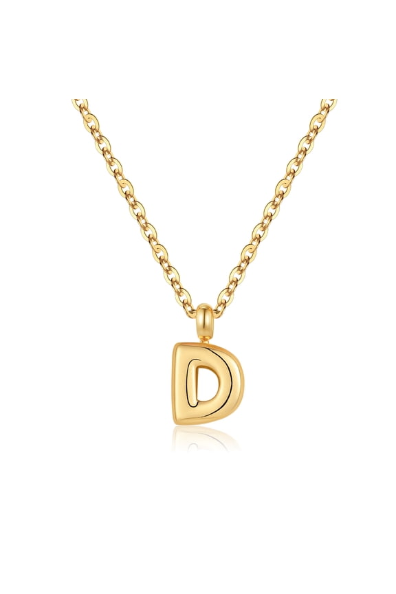 14K Gold Plated Bubble Initial Choker Necklace for Women Girls Dainty Letter A-Z Chunky Pendant Jewelry Trendy Fashion Accessories Personalized Easter Birthday Gifts for Women Girls