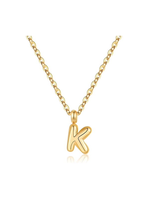 14K Gold Plated Bubble Initial Choker Necklace for Women GirlsDainty Letter A-Z Chunky Pendant Jewelry Trendy Fashion Personalized Birthday Gift for Women Teenage Teen Tween Girls