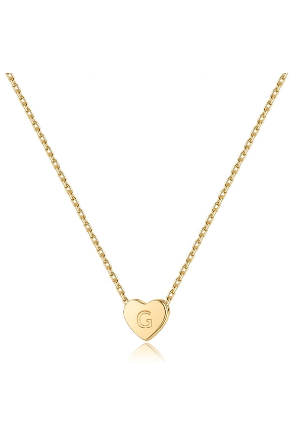 14K Gold Plated Charm Tiny Heart Initial S925 Sterling Silver Pendant Necklace for Women Girls Kids Letter A-Z Jewelry Personalized Birthday Presents Gifts for Women Teen Girls