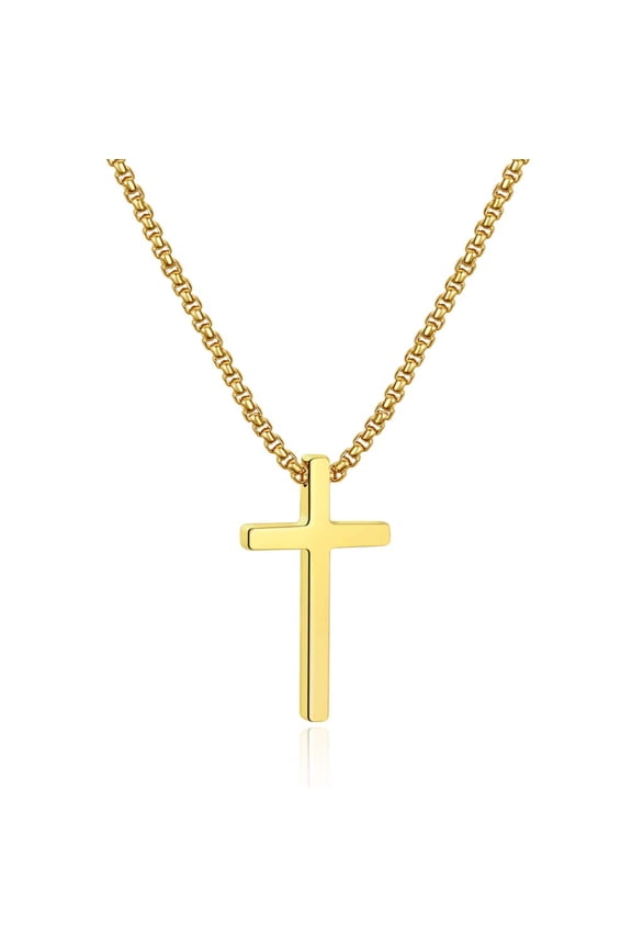 14K Gold Plated Cross Necklaces for Women Girls 316L Stainless Steel Pendant 16-30 inch Chain Jewelry Catholic Religious Christian Birthday Gifts for Women Teen Girls