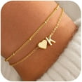 thumbnail image 1 of Turandoss 14K Gold Plated Dainty Charm Layered Initial Heart Link Bracelet for Women Letter A-Z Non Tarnish Jewelry Personalized Birthday Gift for Women Girls, 1 of 8