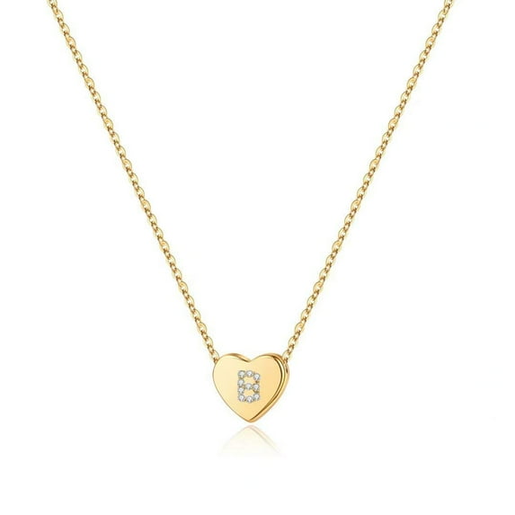 Turandoss 14K Gold Plated Dainty Cz Tiny Heart Monogram Pendant Necklace for Women Girls Kids Letter A-Z Jewelry Personalized Birthday Gifts Gifts for Women Teen Girls