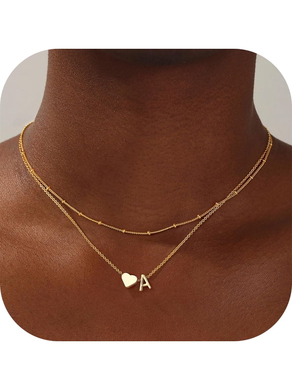 14K Gold Plated Dainty Heart Necklace for Women Layered Bubble Tiny Jewelry Personalized Birthday Teacher Appreciation Mothers Day Graduation Gifts for Her Mom Kids Teen Girls Wife Ideasen