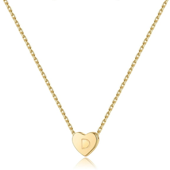Turandoss 14K Gold Plated Dainty Tiny Heart Initial S925 Sterling Silver Pendant Necklace for Women Girls Fashion Letter A-Z Jewelry Personalized Birthday Gifts Gifts for Women Teen Girls Fashion