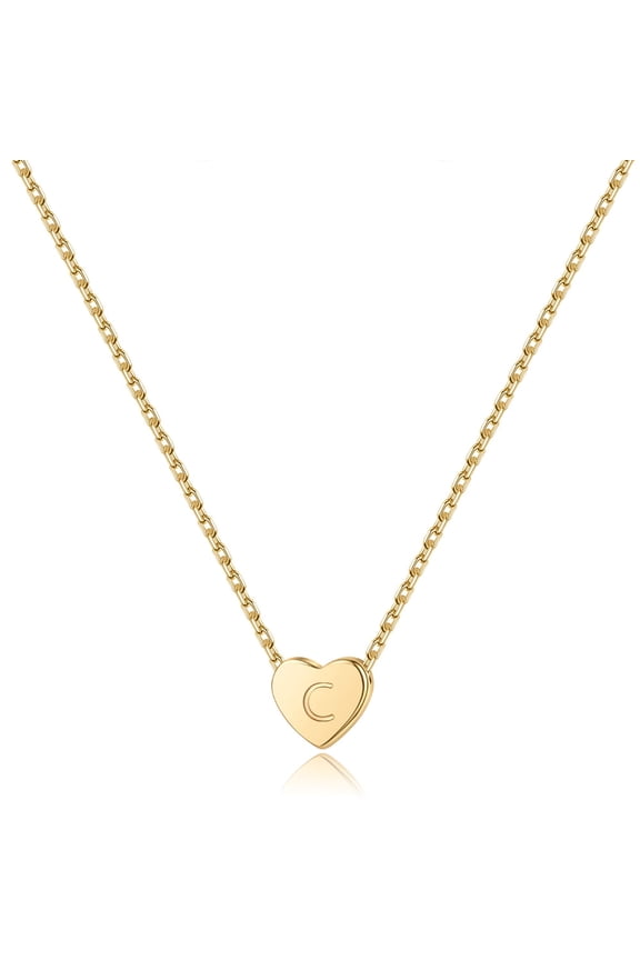 14K Gold Plated Dainty Tiny Heart Initial S925 Sterling Silver Pendant Necklace for Women Girls Kids Letter A-Z Jewelry Trend Personalized Birthday Gifts Gifts for Women Teen Girls