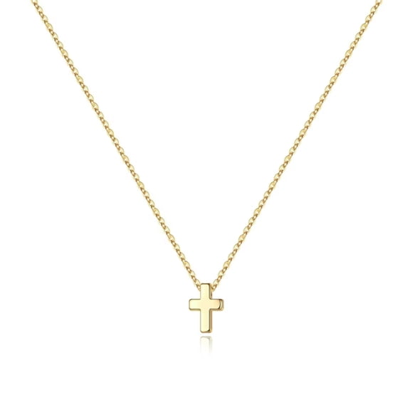 Turandoss 14K Gold Plated Dainty Tiny Small Bubble Cross Pendant Necklace for Women Girls Simple Cute Jewelry Teacher Appreciation Mothers Day Graduation Gifts for Her Mom Kids Teen Girls Wife Ideas