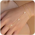 thumbnail image 1 of Turandoss 14K-Gold-Plated Hand Chain Bracelet for Women Dainty Ring Bracelet Hand Chains Tiny Cross Finger Bracelets Ring Hands Chain Jewelry Gift for Women, 1 of 7