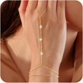 thumbnail image 1 of Turandoss 14K Gold Plated Hand Chain Bracelet for Women Dainty Ring Tiny Coin Cubic Zirconia Finger Jewelry Teacher Appreciation Mothers Day Graduation Gifts for Her Mom Kids Teen Girls Wife Ideas, 1 of 7