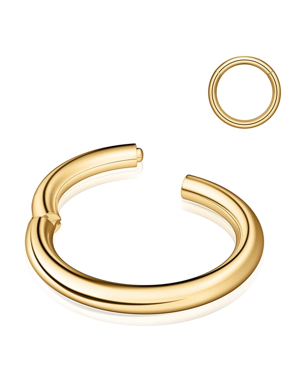 14K Gold Plated Hinged Nose Ring for Women 8mm 18G Surgical Steel Silver Hoop Comfortable Hypoallergenic Septum Cartilage Jewelry for Women Gifts Stocking Stuffers
