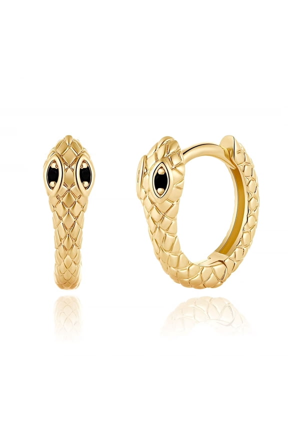 14K Gold Plated Huggie Hoop Earrings, S925 Sterling Silver Post Dangle Hoop Earrings Hypoallergenic Small Hoop Earrings with Charms Cross Bee Snake Evil Eye Star Earrings for Women