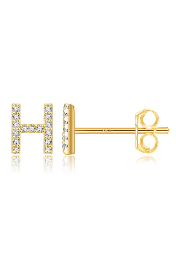 14K Gold Plated Initial Cz Stud Earrings for Teens Little Girls Age 4-16 Daughter Kids Hypoallergenic Jewelry Birthday Gifts for Women Teen Girls