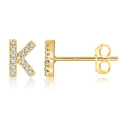14K Gold Plated Initial Cz Stud Earrings for Teens Little Girls Daughter Childrens Hypoallergenic Jewelry Birthday Gifts for Women Kids