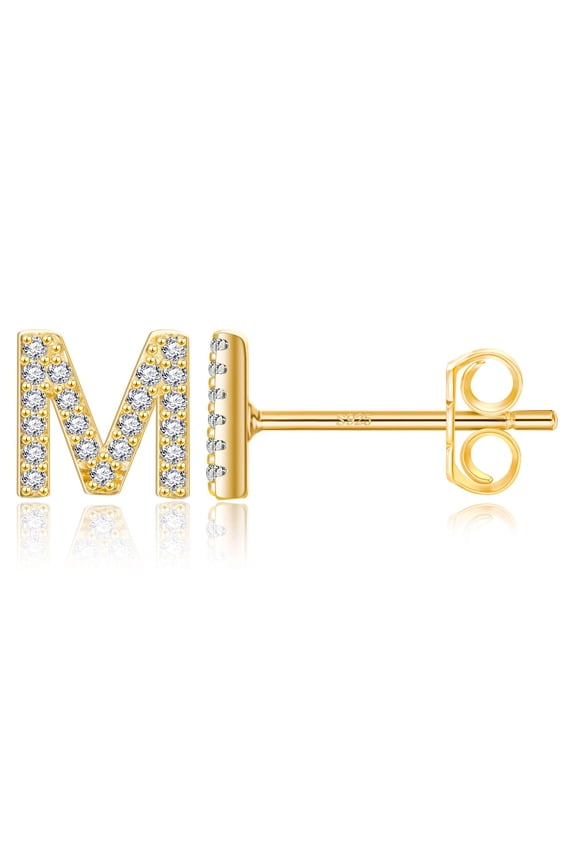 14K Gold Plated Initial Cz Stud Earrings for Teens Little Girls Daughter Kids Hypoallergenic Jewelry Birthday Gifts for Women Girls Age 4-6