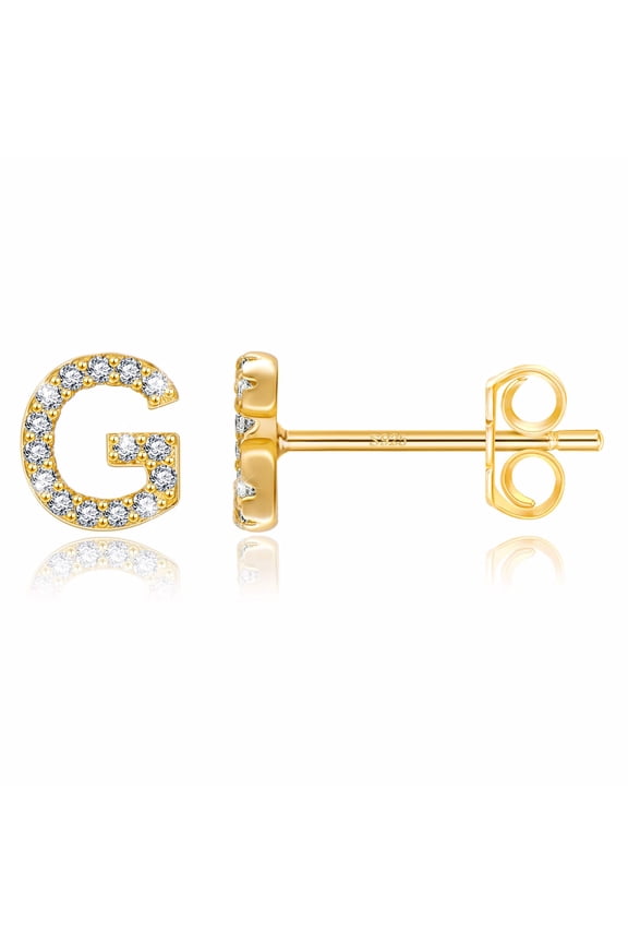 14K Gold Plated Initial Cz Stud Earrings for Teens Little Girls Daughter Kids Jewelry Personalized Birthday Gifts for Women Teen Girls