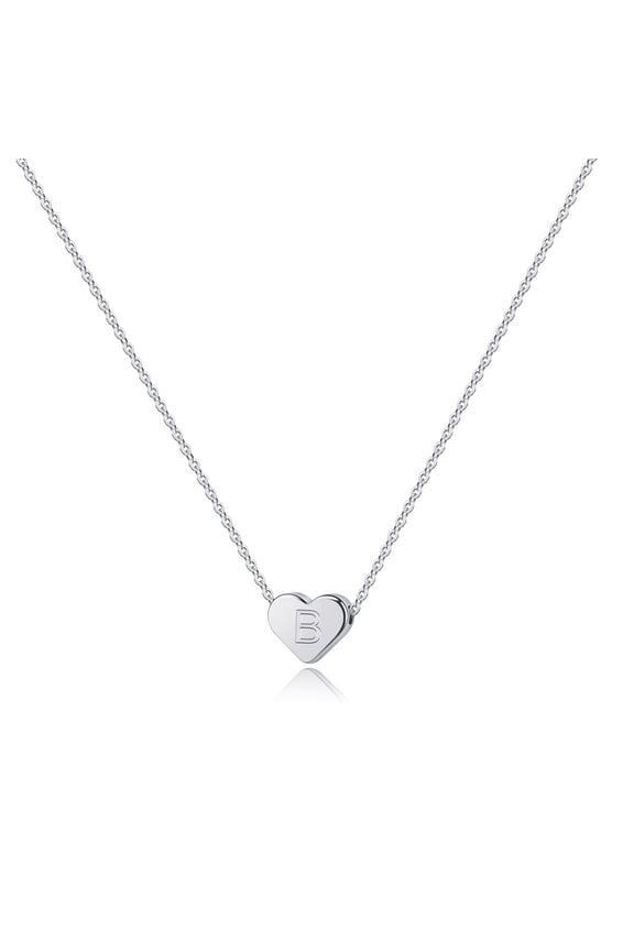 14K White Gold Plated Charm Tiny Heart Initial Pendant Necklace for Women Girls Kids Letter A-Z Jewelry Personalized Birthday Presents Gifts for Women Teen Girls